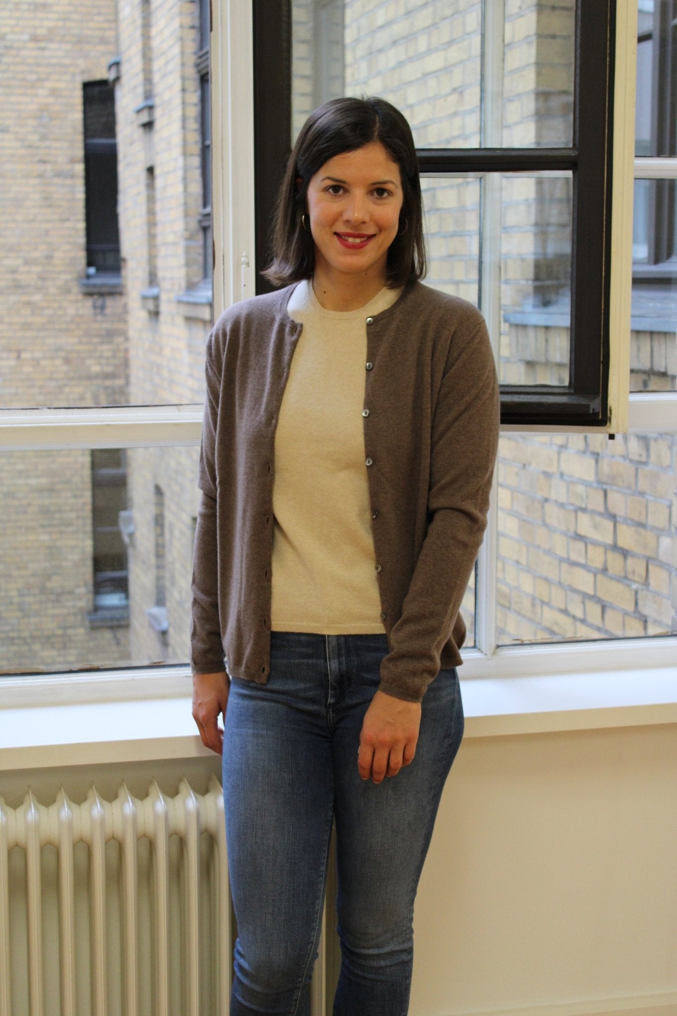Cashmere Strickjacke mit Rundausschnitt