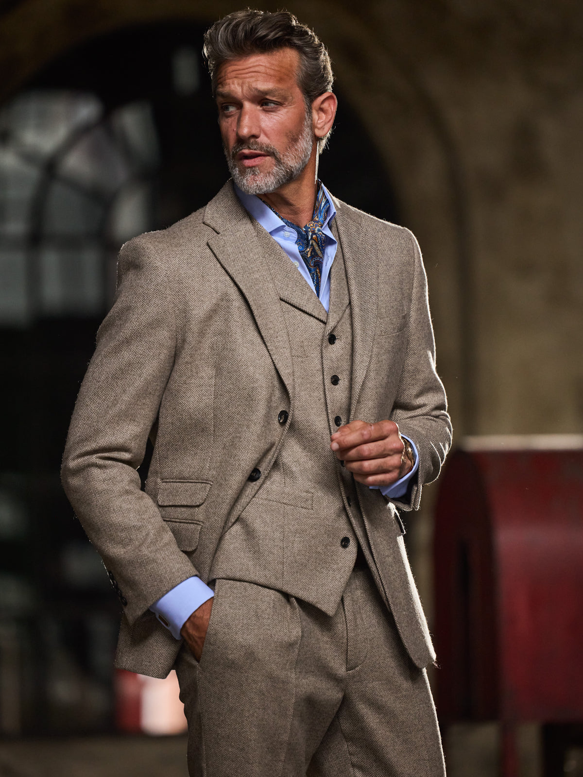 Costume en tweed à chevrons en Moon Tweed – Oatmeal