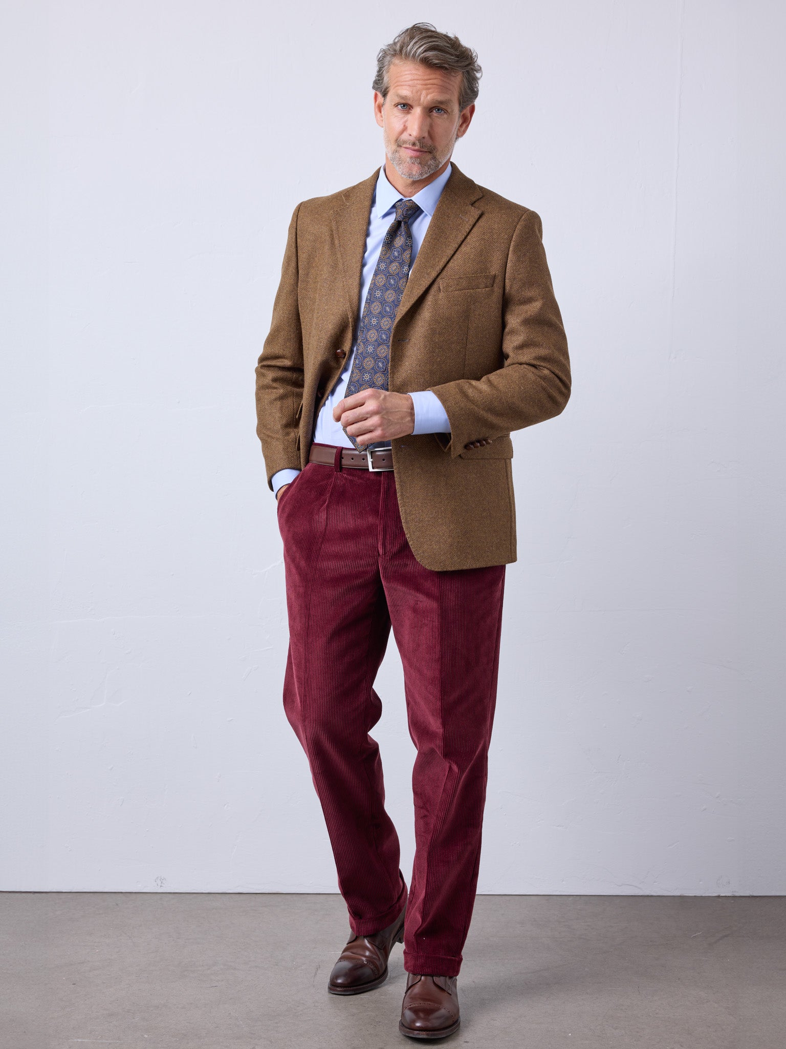 Pantalon en velours côtelé Brisbane Moss, couleur: Bordeaux