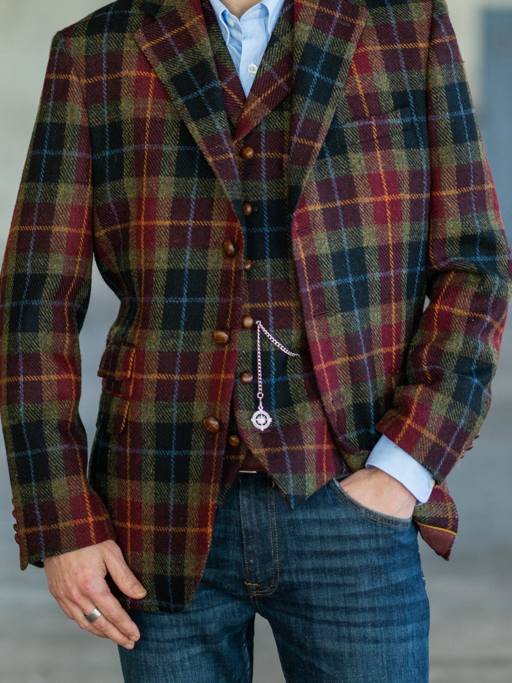 Tweedsakko in 3-Knopf Classic rot aus Harris Tweed — John Crocket