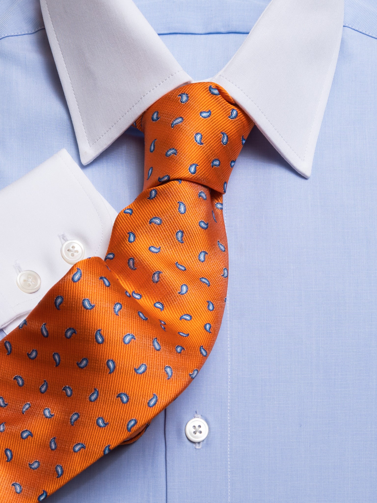 Shirt in Slimline with Kent collar in blue with white collar 100% cotton