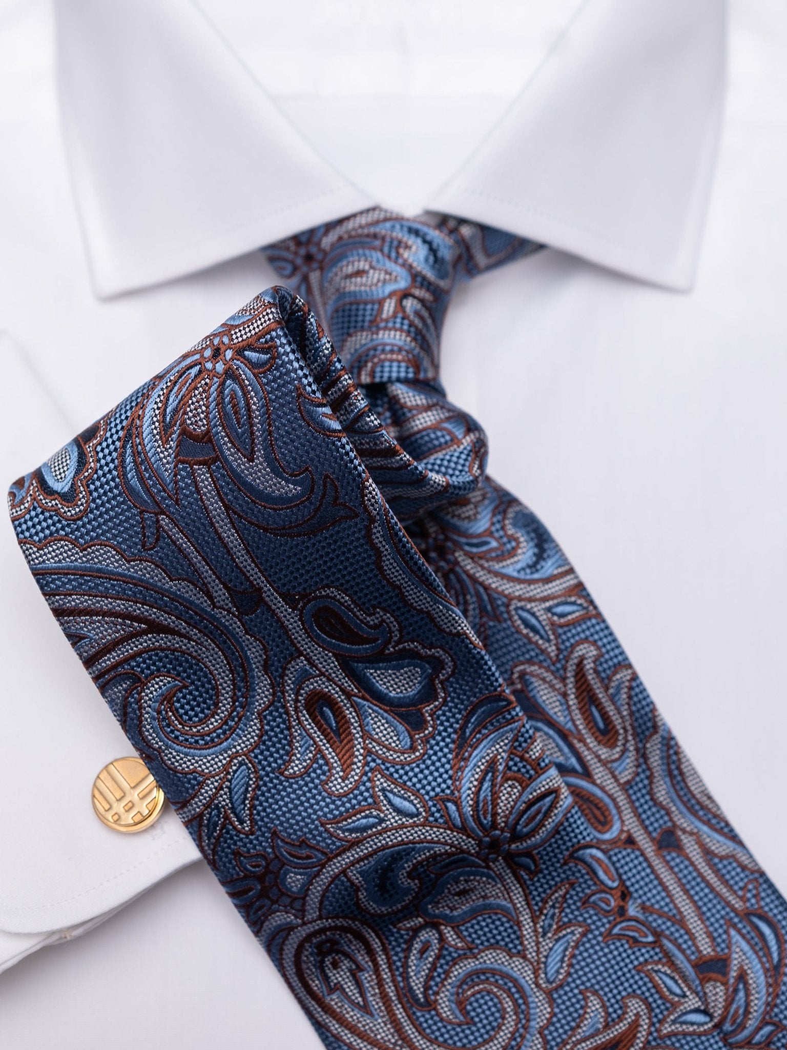 Tie with paisley blue/brown