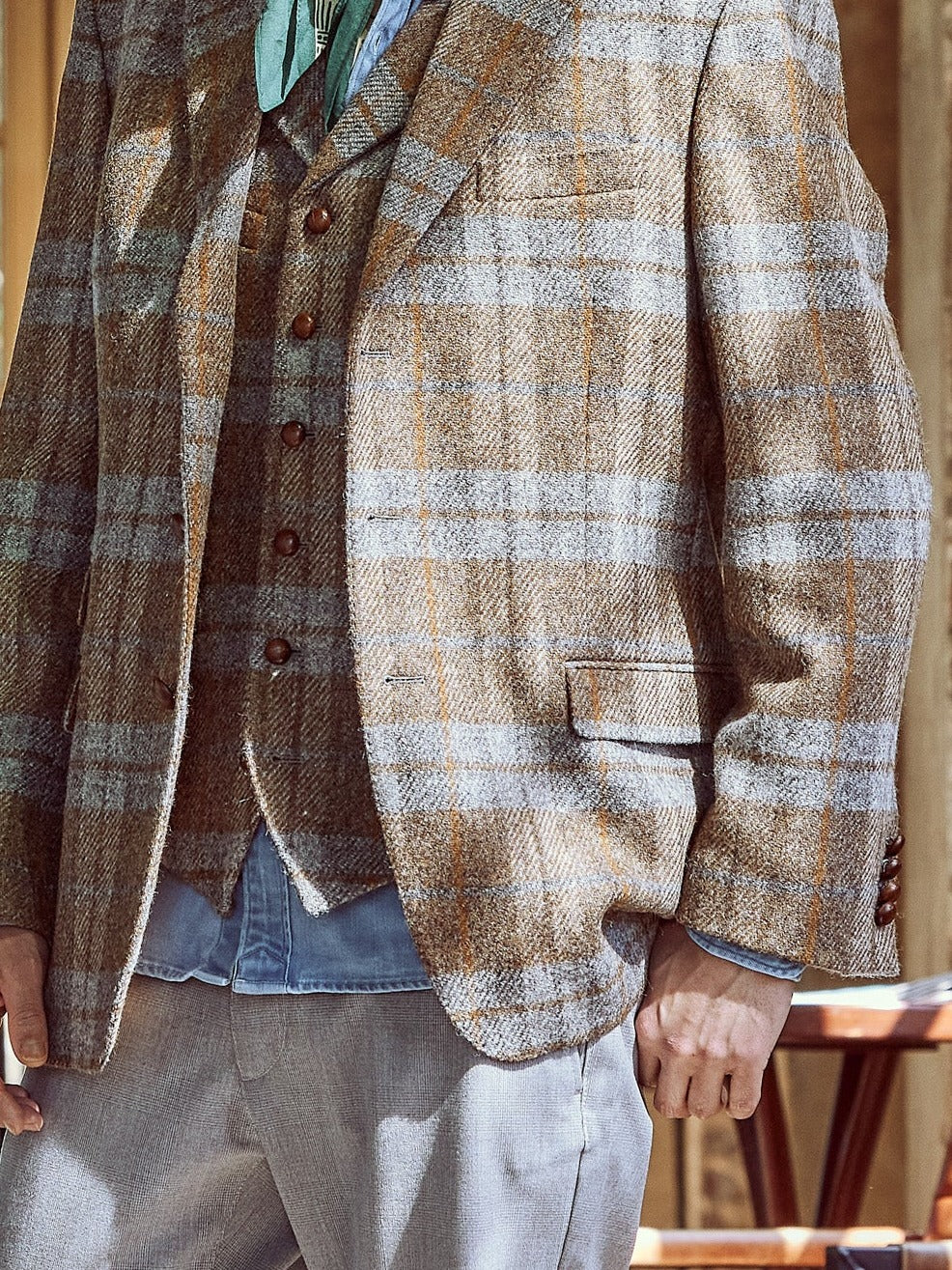 3-button Classic tweed jacket in brown John Hanly Tweed – John Crocket