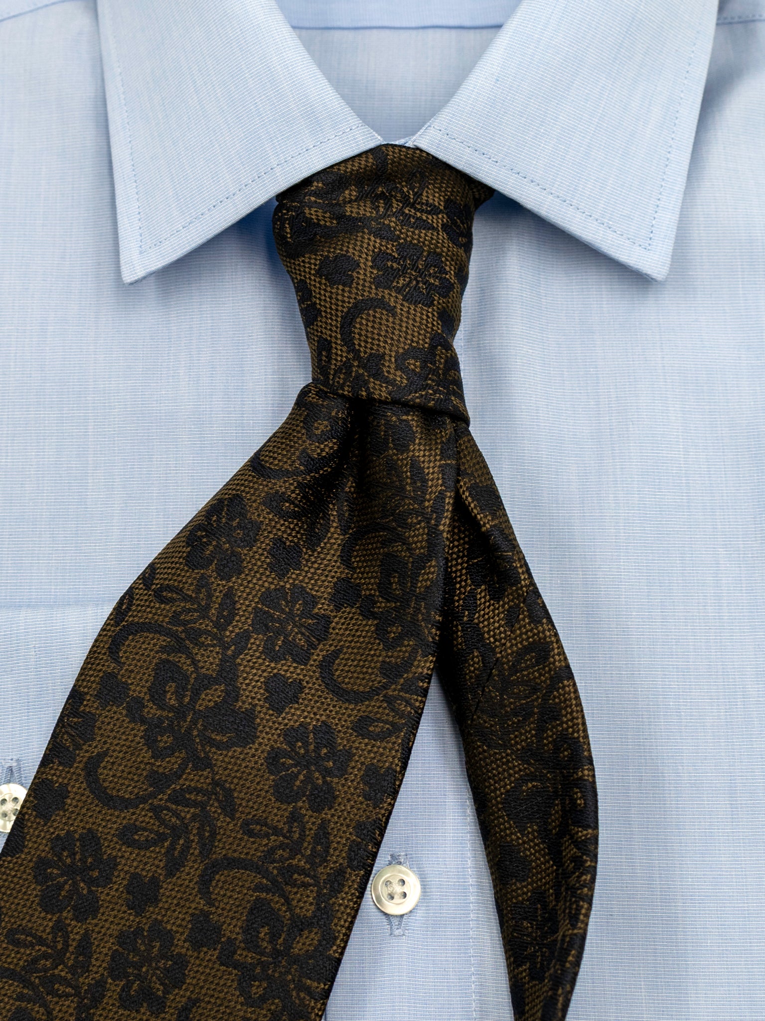 Tie with flowers olive/blue