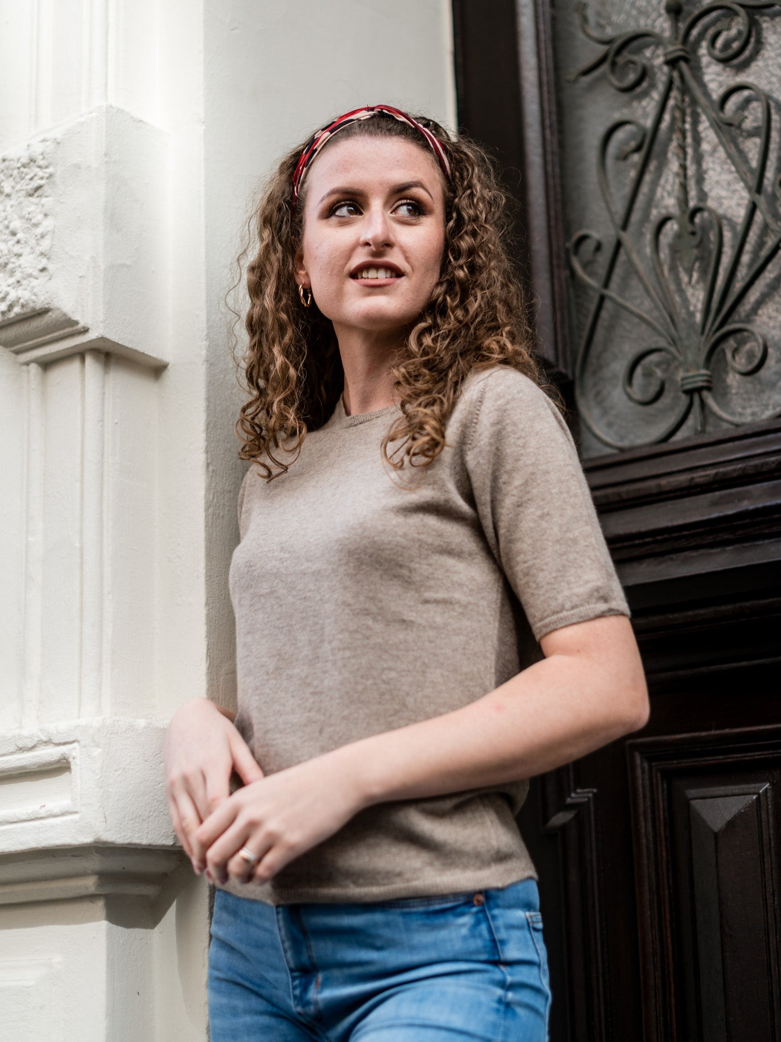 Cashmere Pullover mit Kurzarm und Rundausschnitt