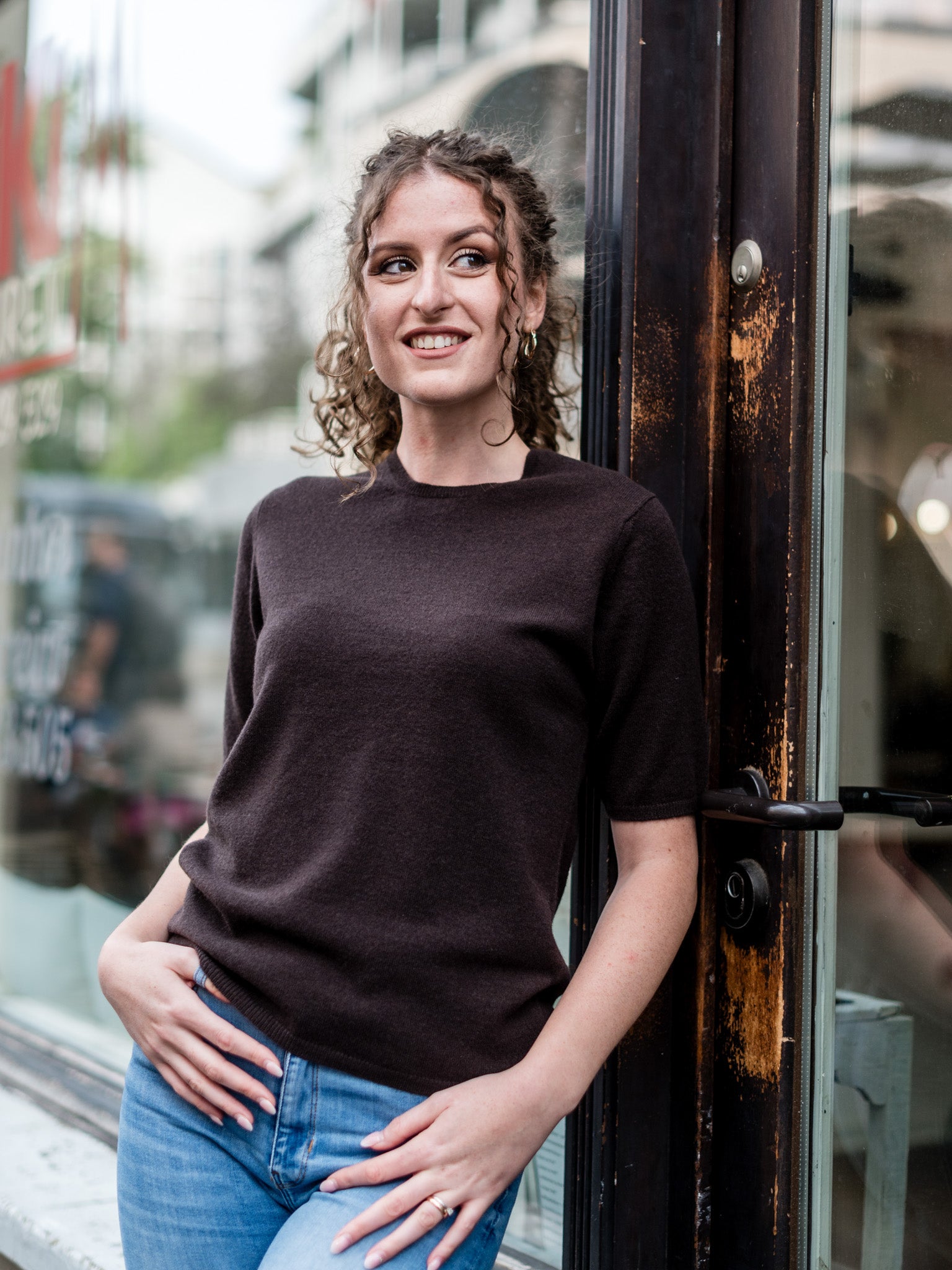 Cashmere Pullover mit Kurzarm und Rundausschnitt