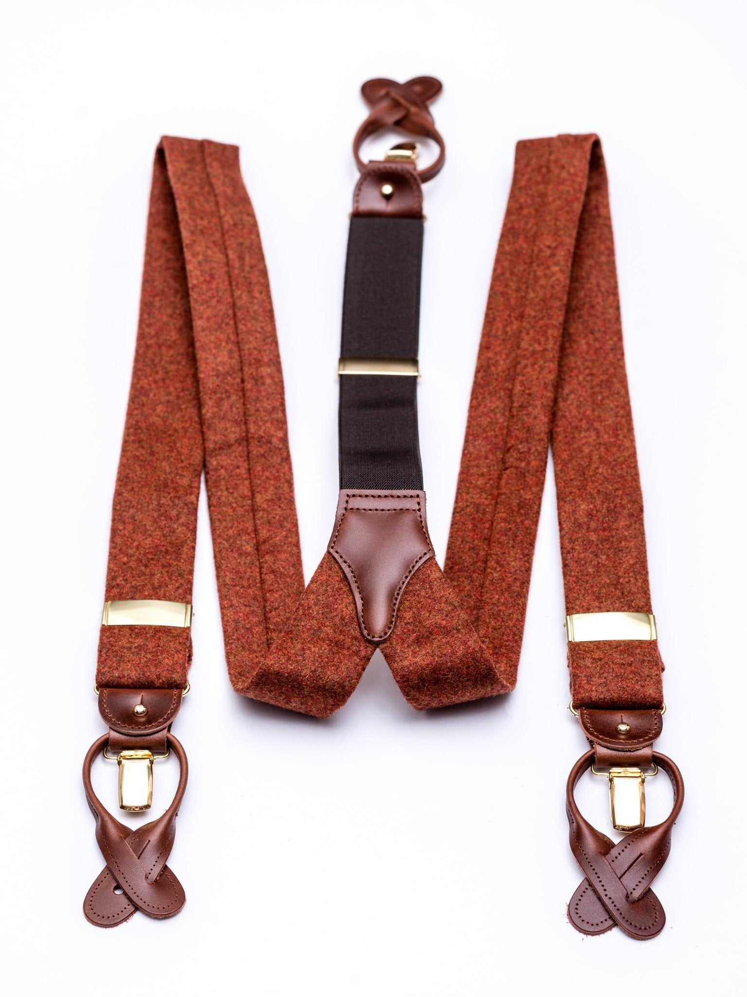 Suspenders, tweed brown