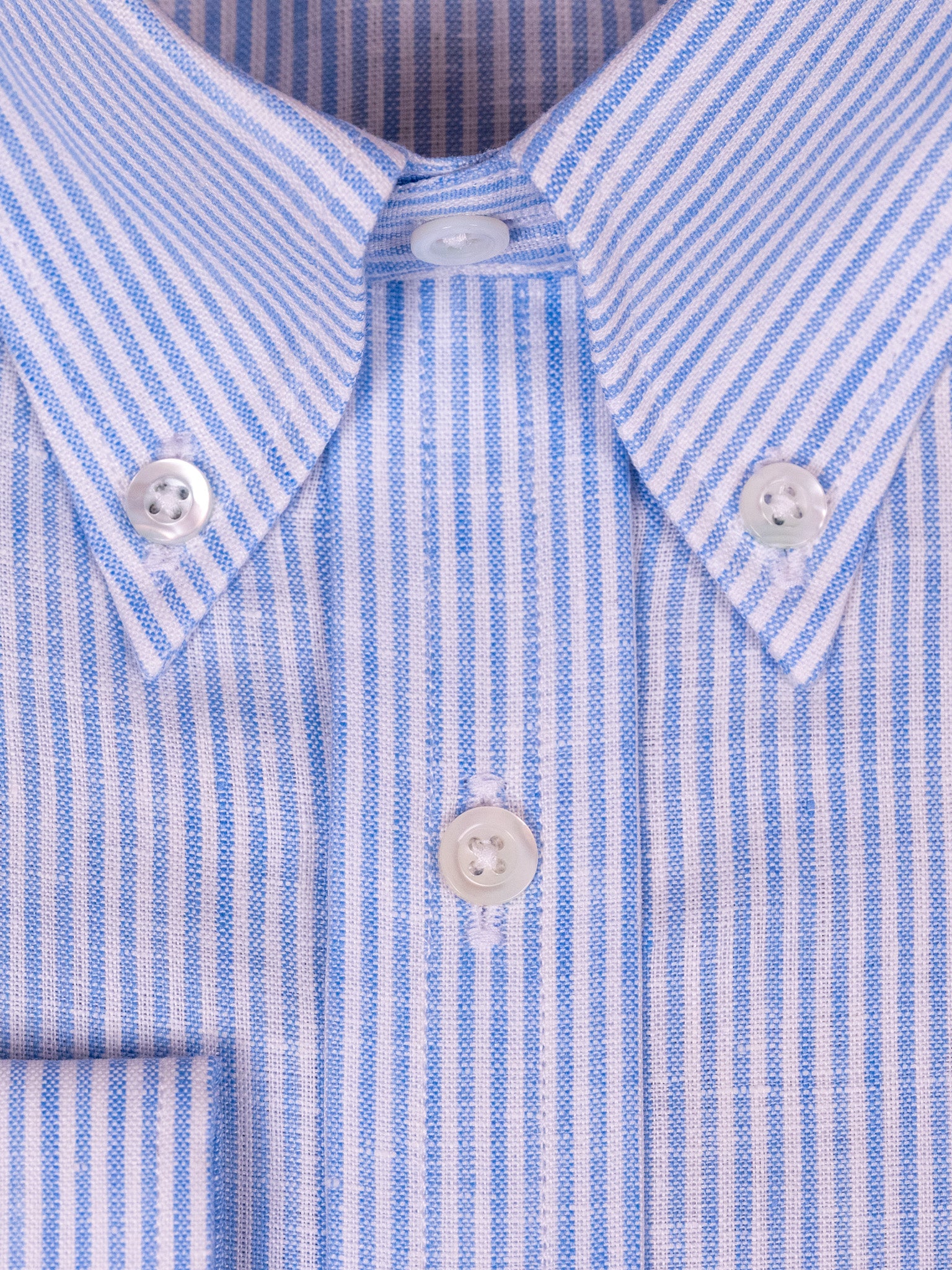 Leinenhemd Button-Down Kragen Blau-Weiß gestreift