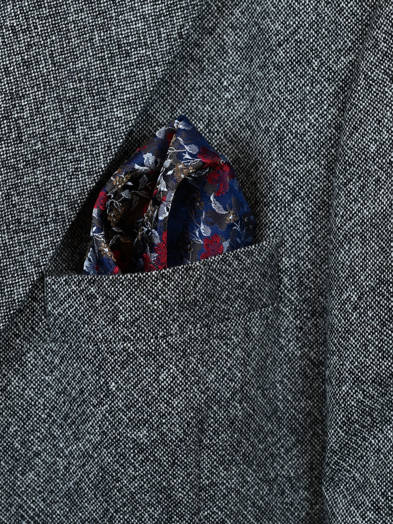 Einstecktuch floral blau/rot