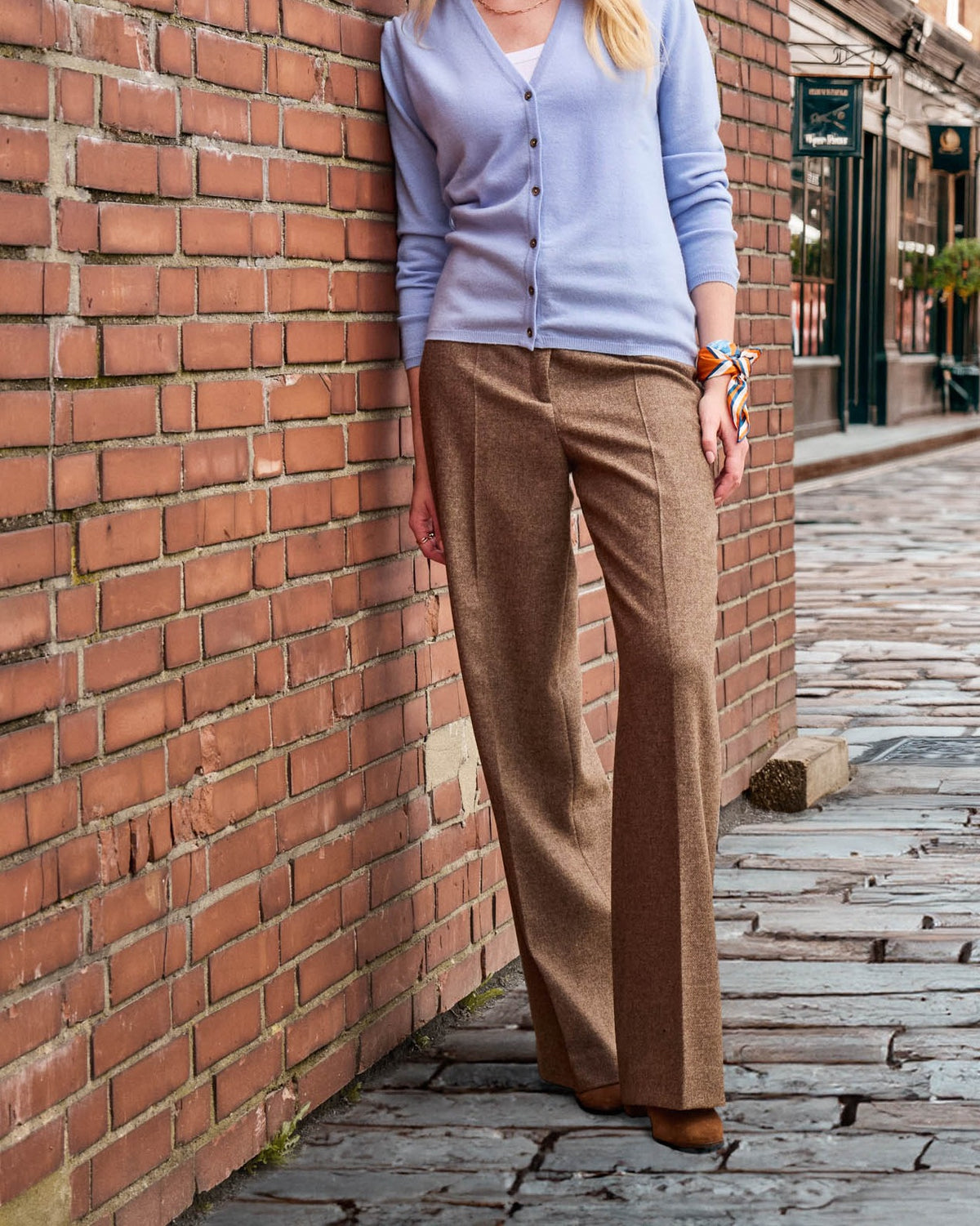 Marlene tweed trousers in greige – John Crocket