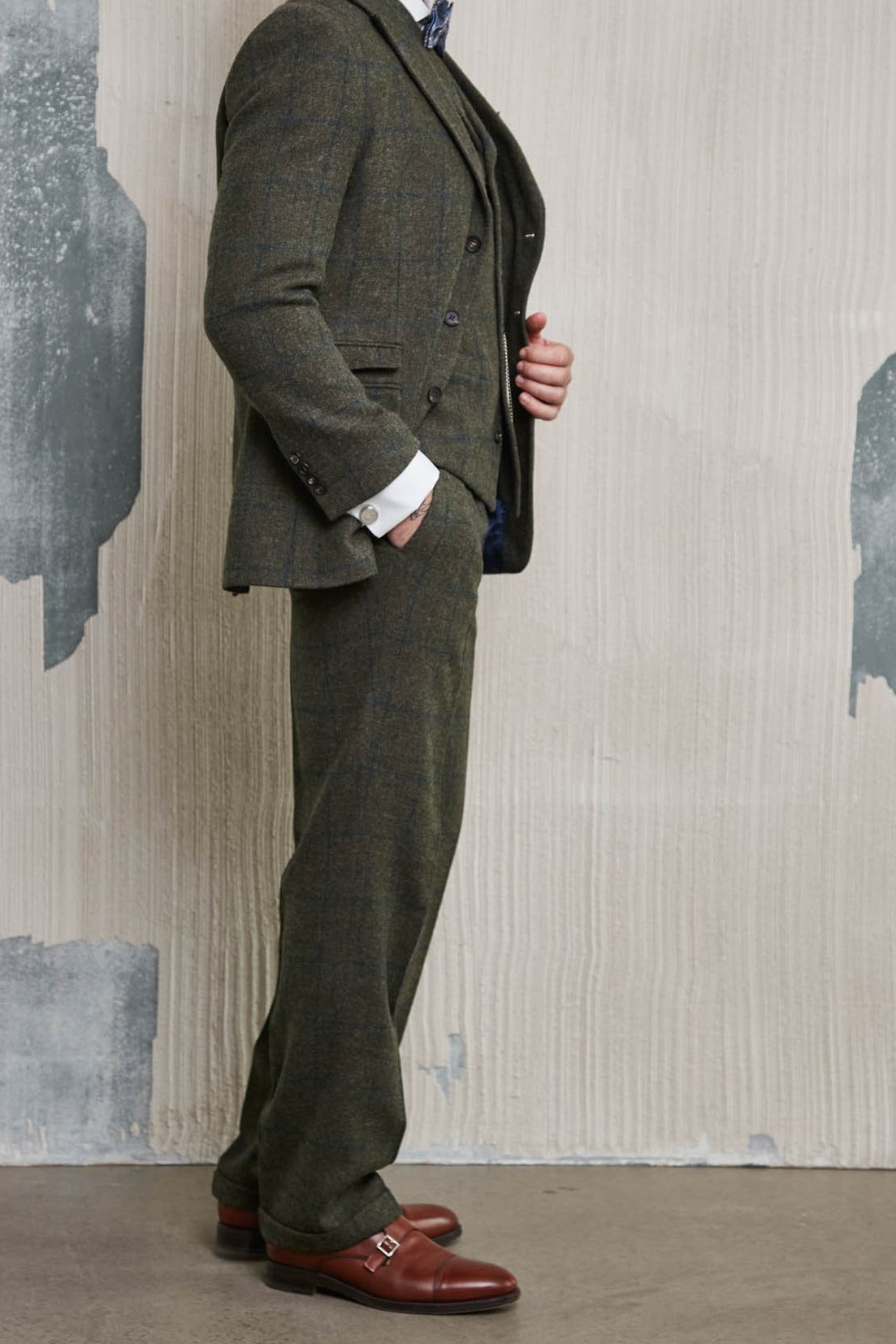 Costume trois pièces vert foncé en Lovat Tweed — John Crocket