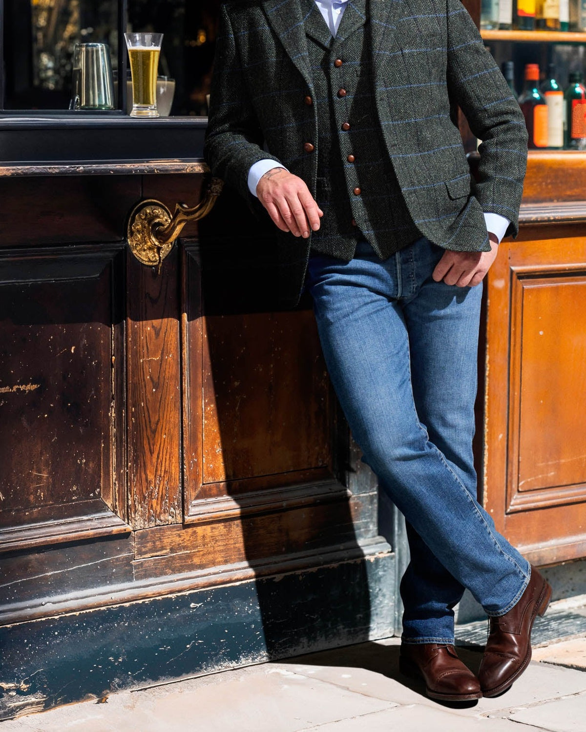 Giacca in tweed a 3 bottoni Classic verde scuro in Lovat Tweed — John Crocket