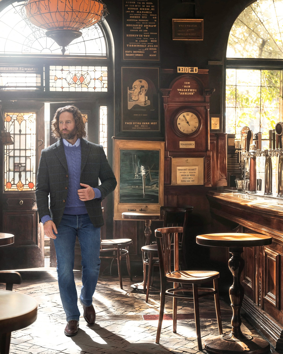 Tweedcolbert in 3-knoops Classic van Lovat Tweed in donkergroen — John Crocket