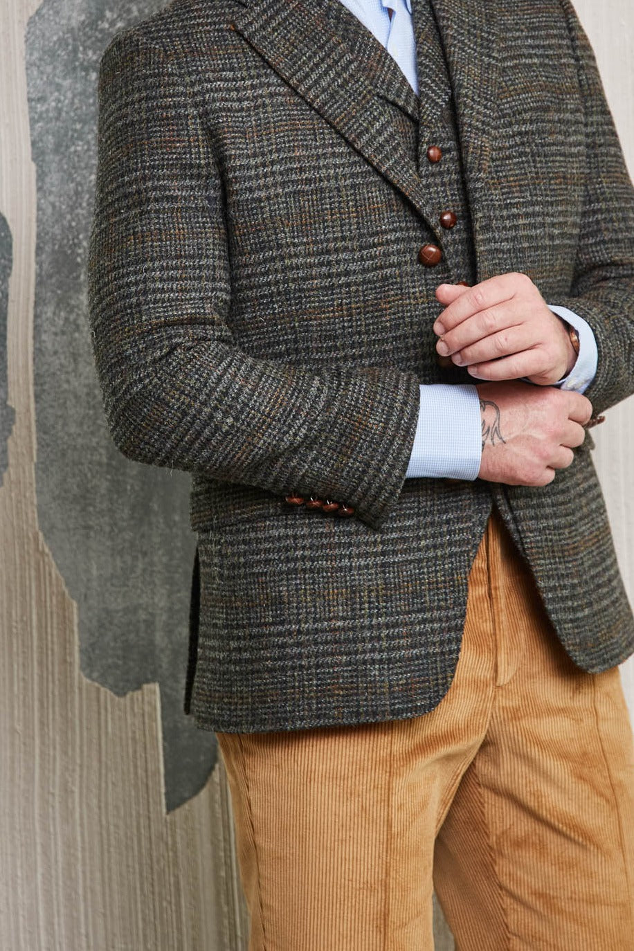 Tweedsakko in 3-Knopf Classic dunkelgrün aus Harris Tweed — John Crocket