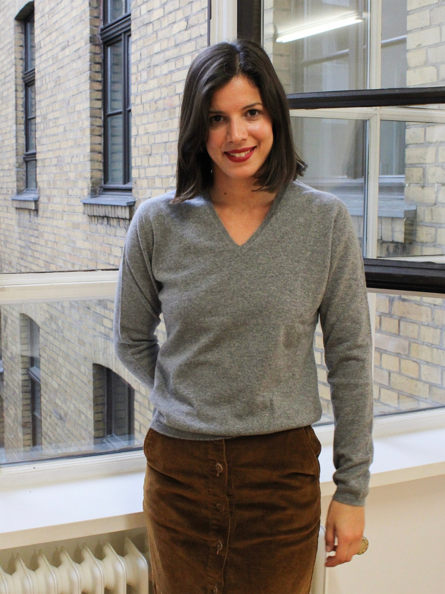 Cashmere sweater with v-neck, our classics