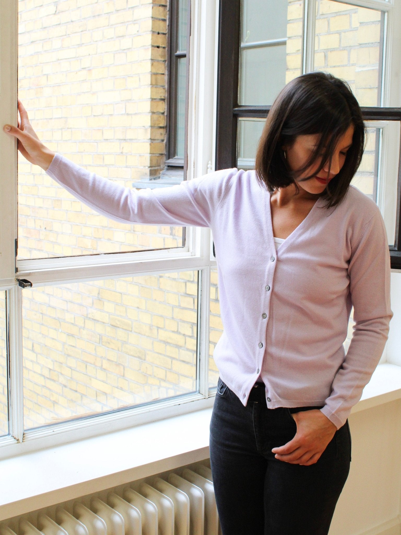 Cashmere cardigan with V-neck, our highlights