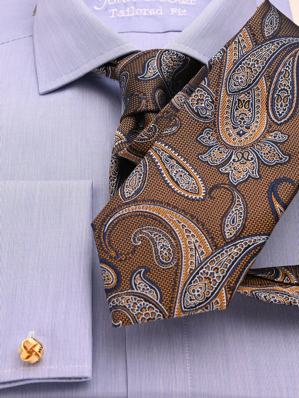Chemise homme coupe slim cut-away structurée en bleu, vue de face