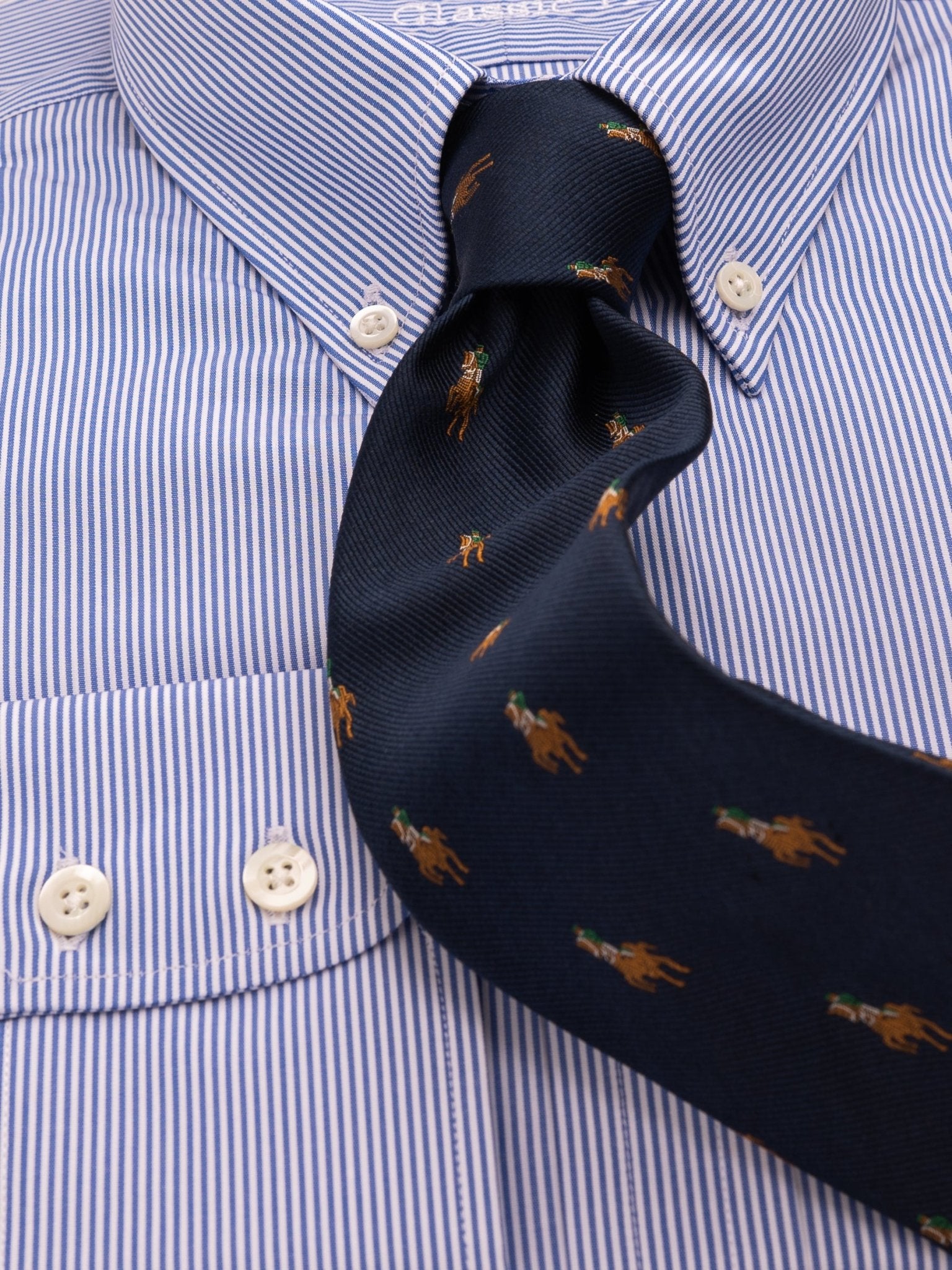 Classic Shirt with Button Down Collar blue striped