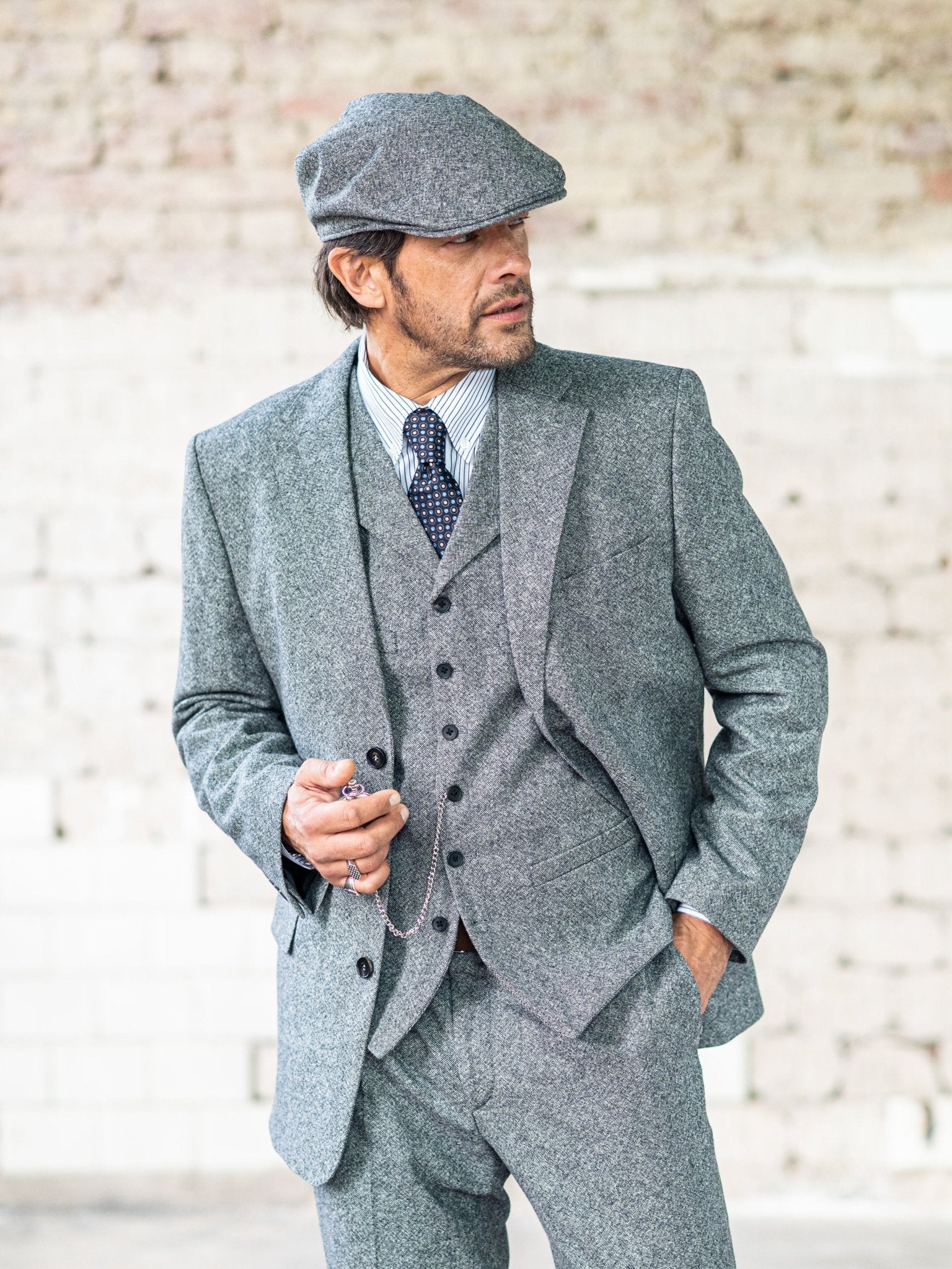 Tweed Cap grey-melange in Moon Tweed