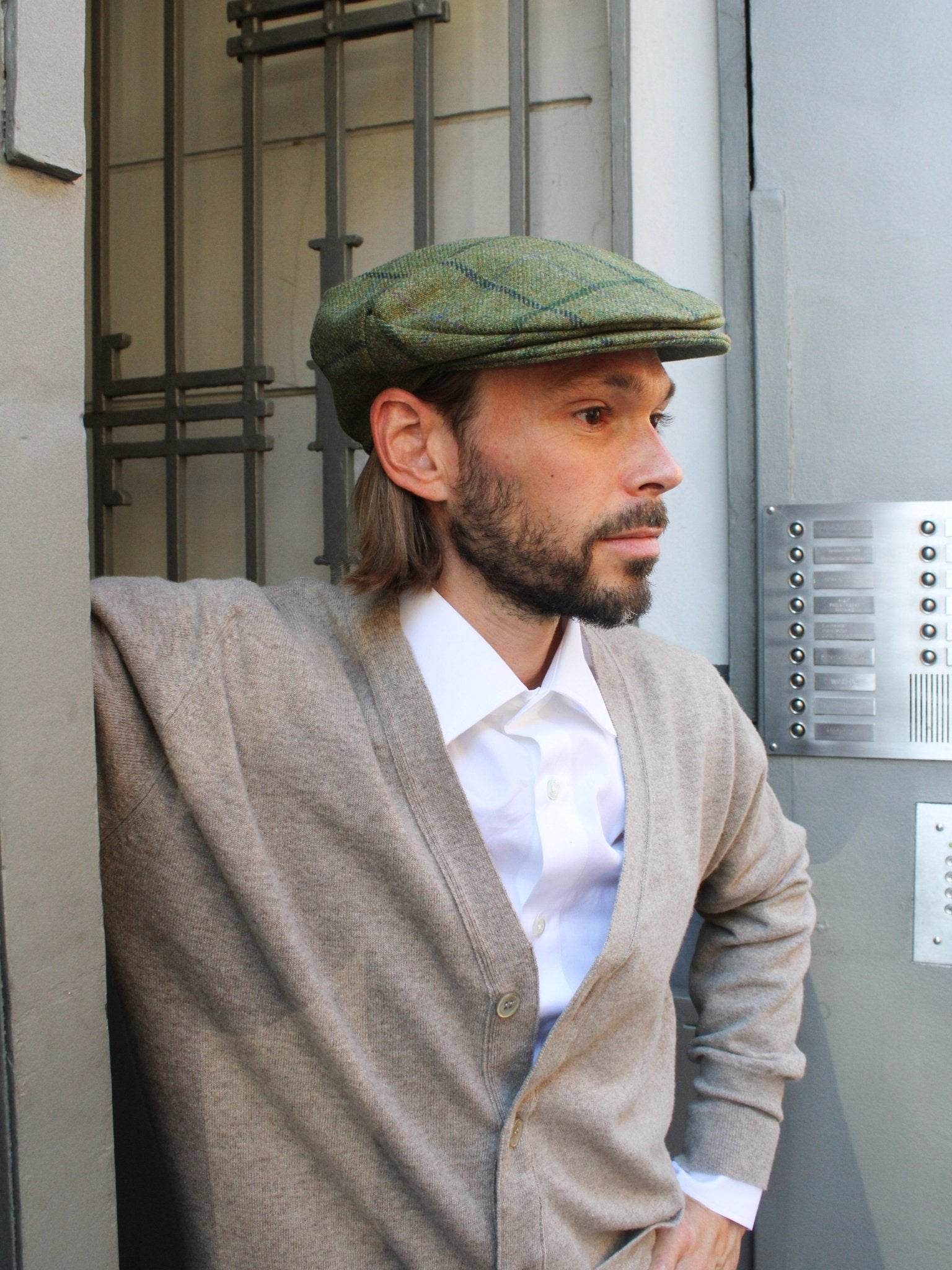 Tweed Cap green/blue in Lovat Tweed