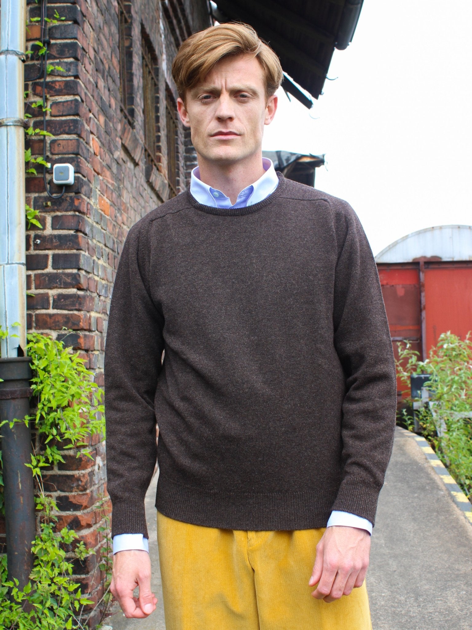 Lambswool sweater with a round neckline in classic colors (size 40-42)