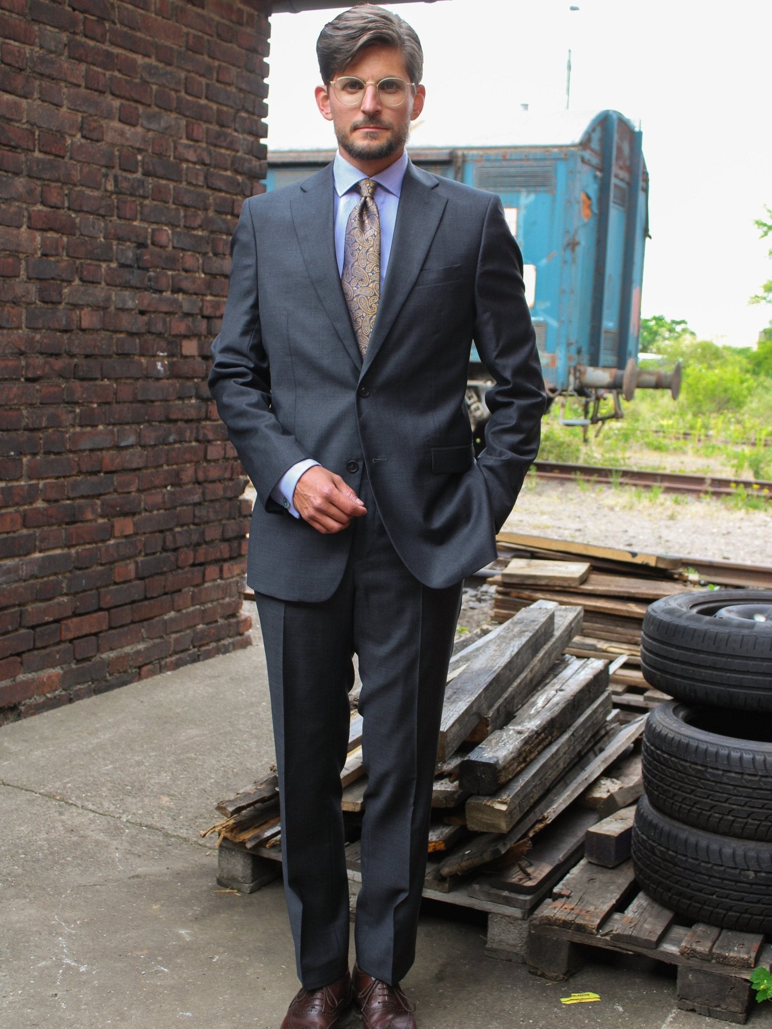 Slimline suit with 2-button Jacket in dark grey
