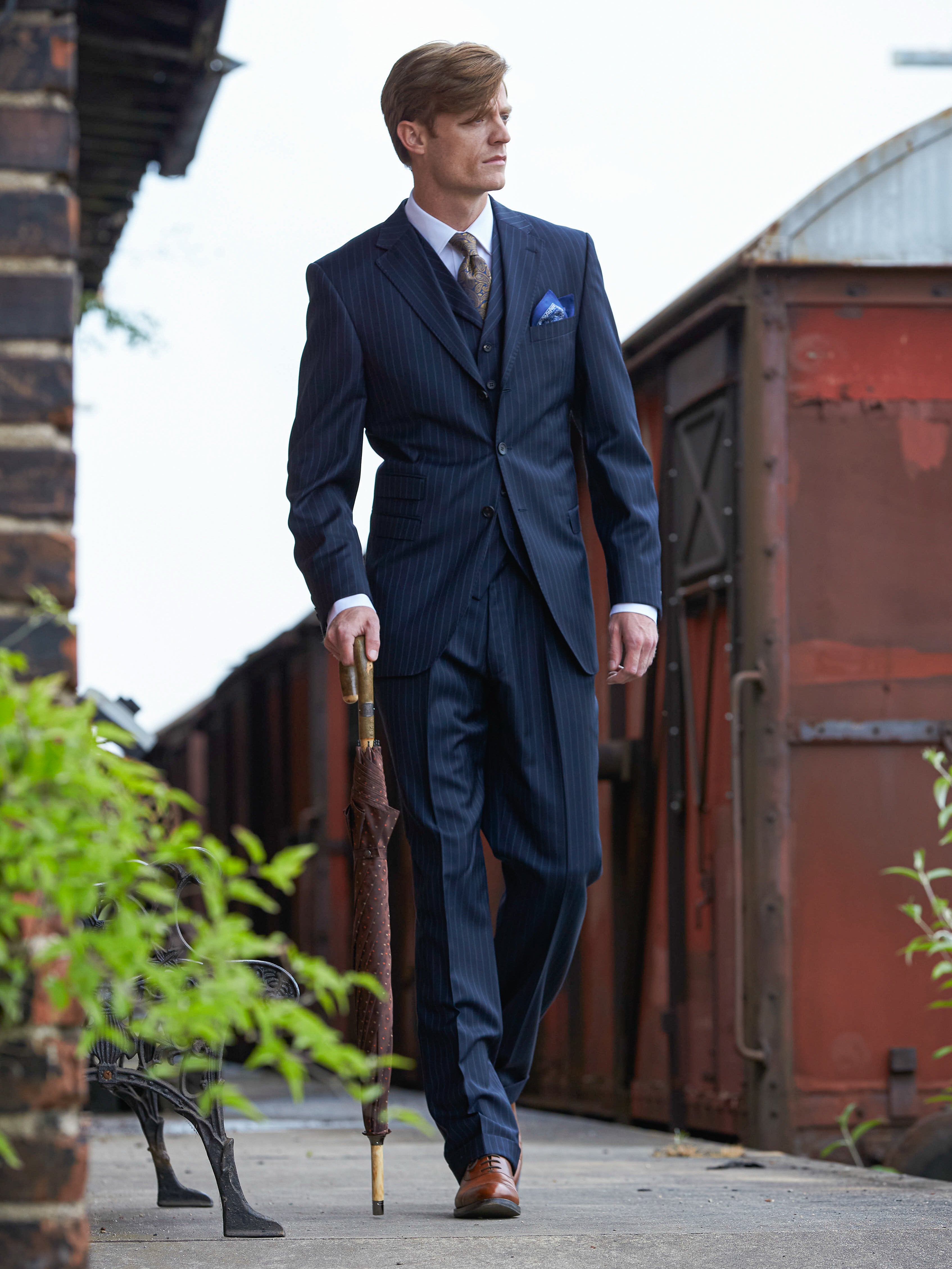 Classic suit with 3 button jacket with pinstripes
