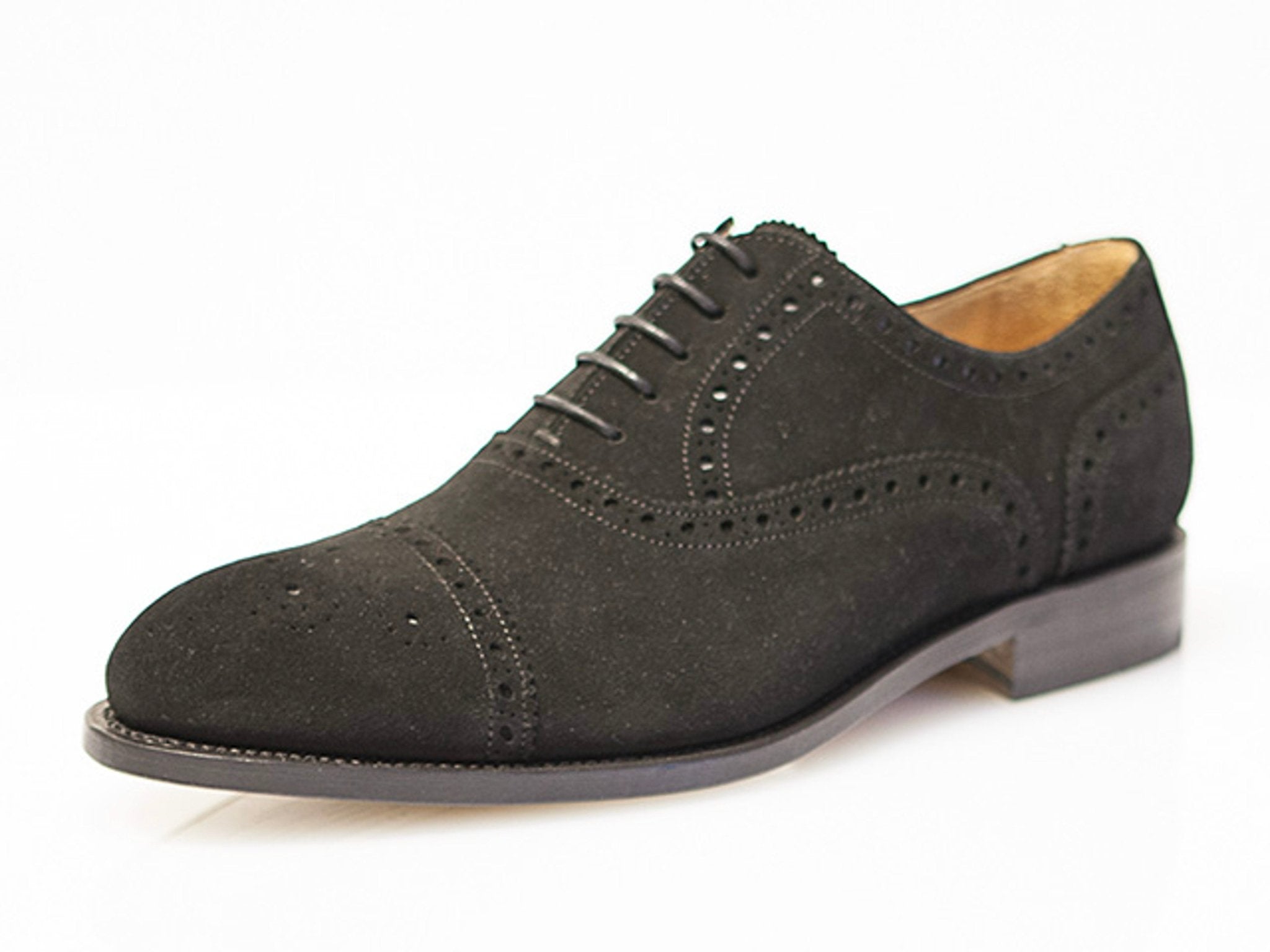 Semi Brogue black suede