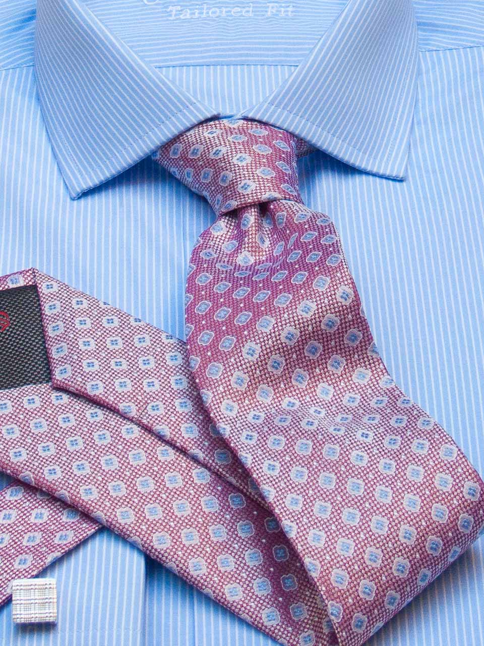 Hemd: Hemd in Slimline mit Cut-Away Kragen in hellblau gestreift | John Crocket – Fine British Clothing