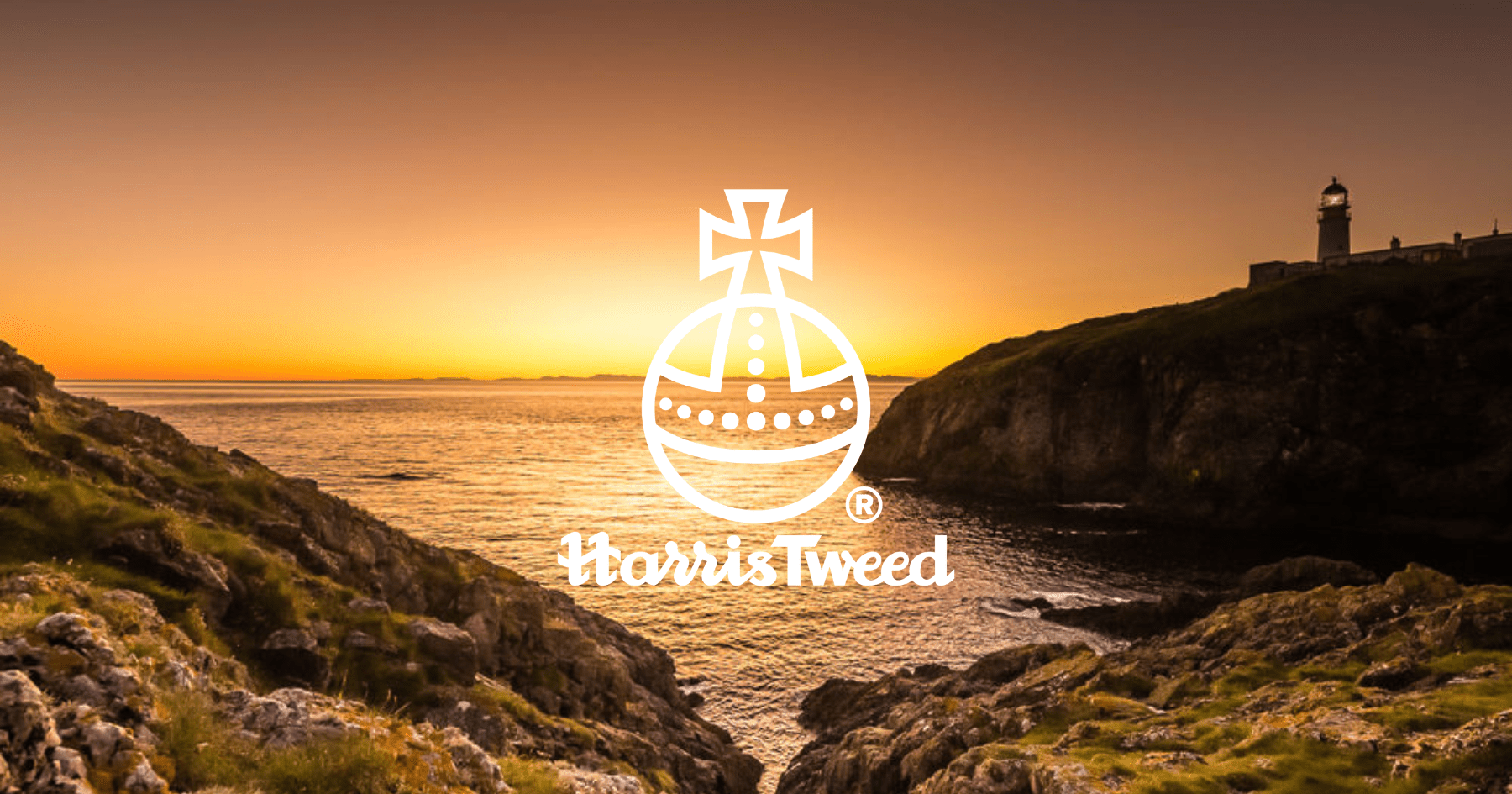 Harris Tweed Orb auf Küstenpanorama bei Sonnenuntergang