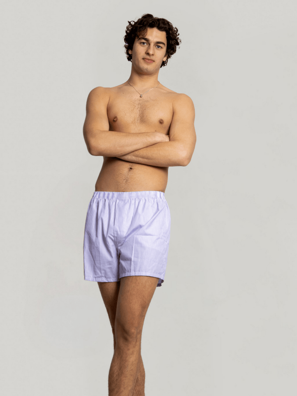Boxershorts Lilac Pinstripe Frontalansicht — John Crocket