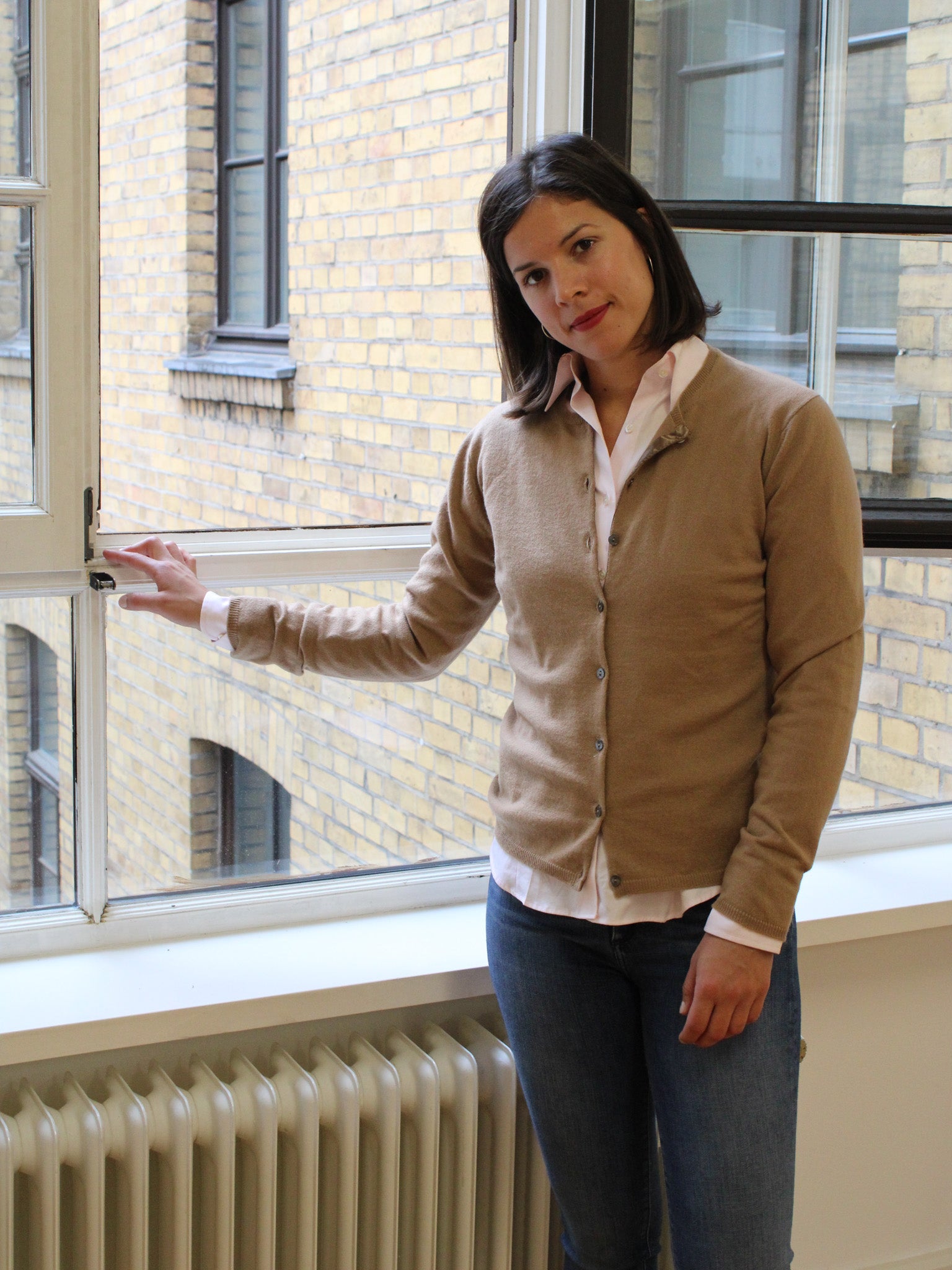 Cashmere Strickjacke mit Rundausschnitt