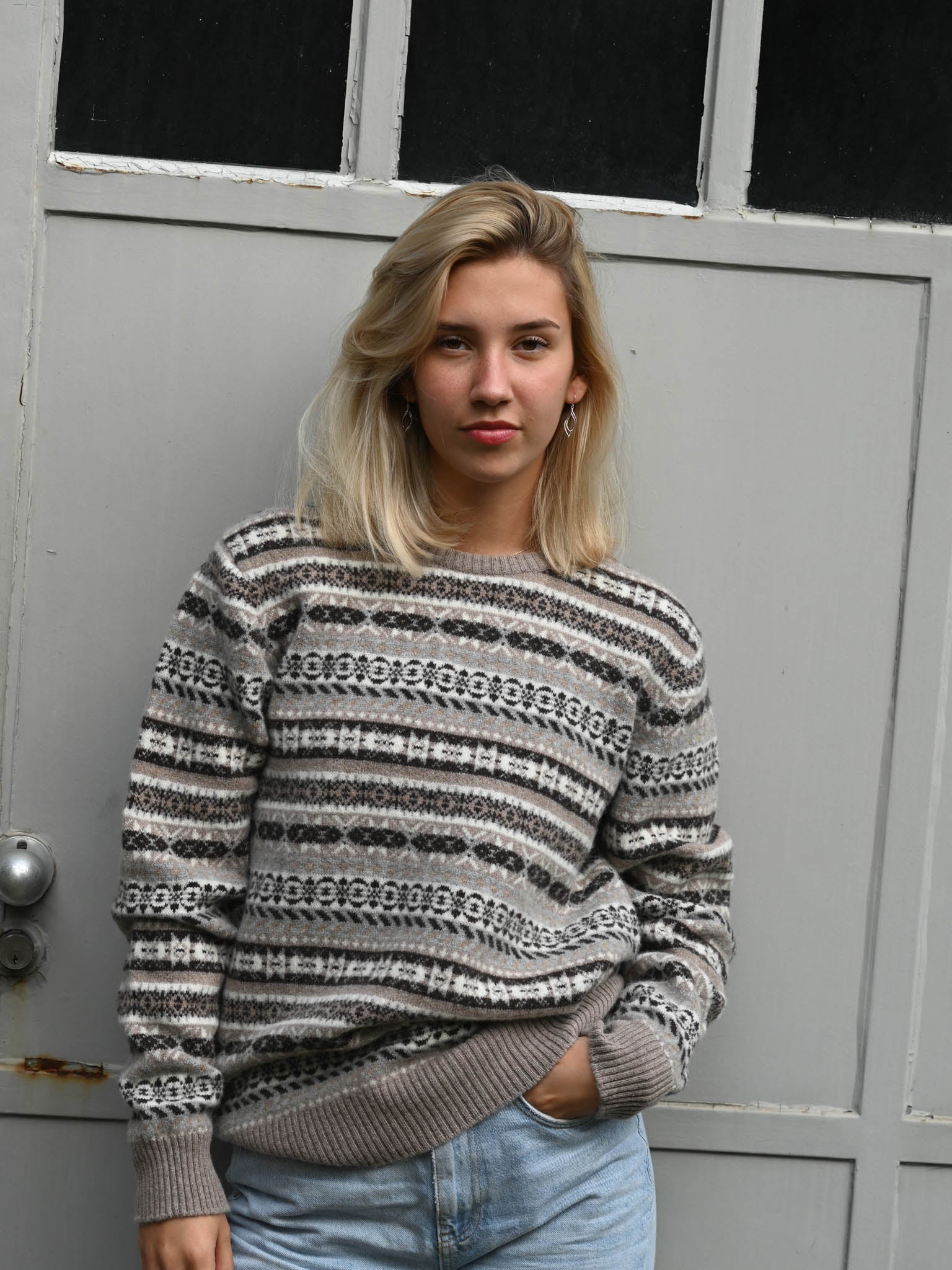 Fairisle lambswool round-neck sweater
