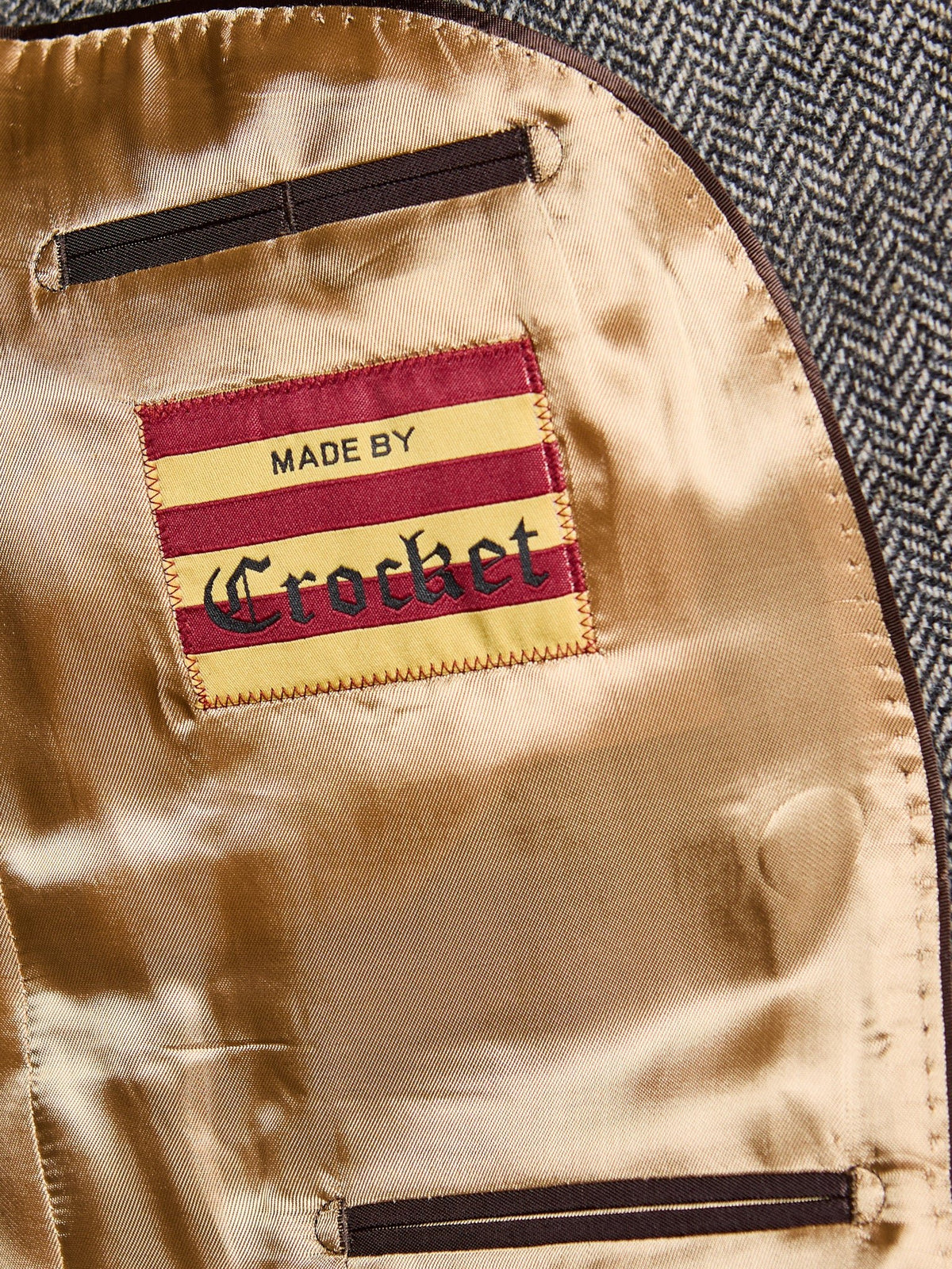 Dark Grey tweed suit in Moon Tweed, lining with Crocket label – John Crocket