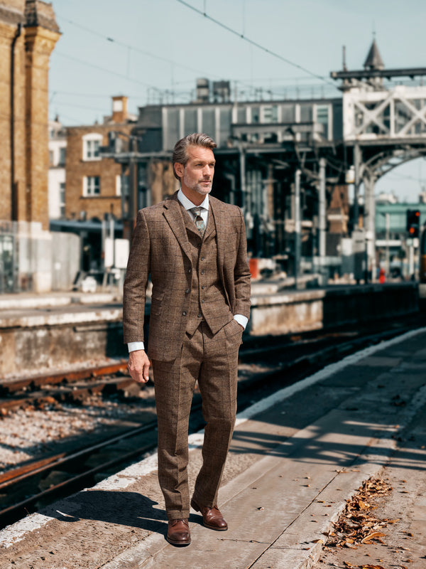 Tweed pak driedelig bruin | Moon Tweed