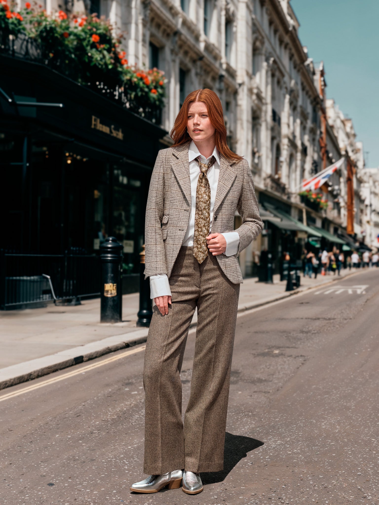 Marlene tweed pants in greige