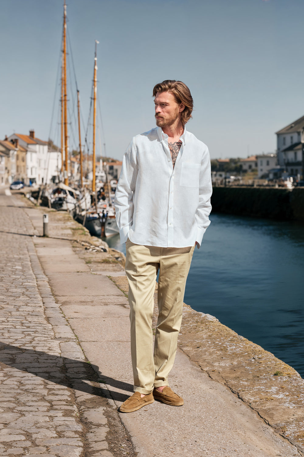 Slimline chino with stretch in taupe