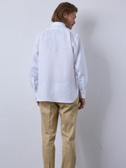 Leinenhemd mit Classic Button Down Kragen in  weiß
