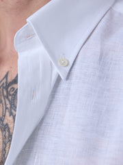 Leinenhemd mit Classic Button Down Kragen in  weiß