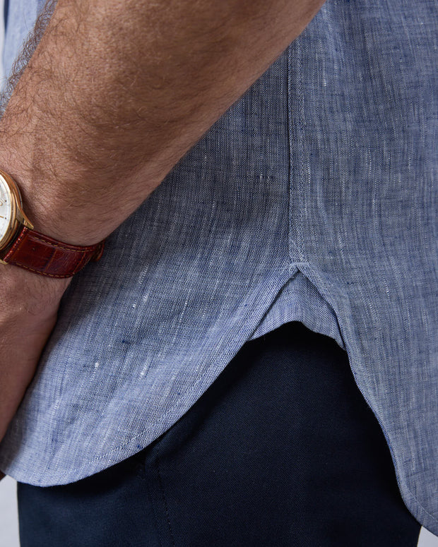 Leinenhemd mit Classic Button Down Kragen in blau