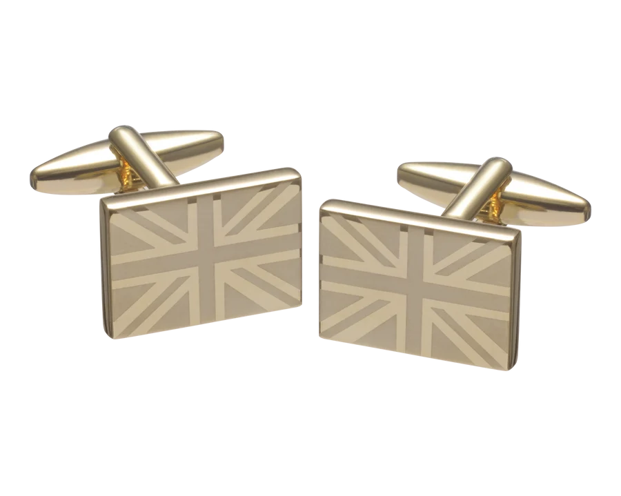 Manschettenknöpfe: Union Jack Brushed Gold