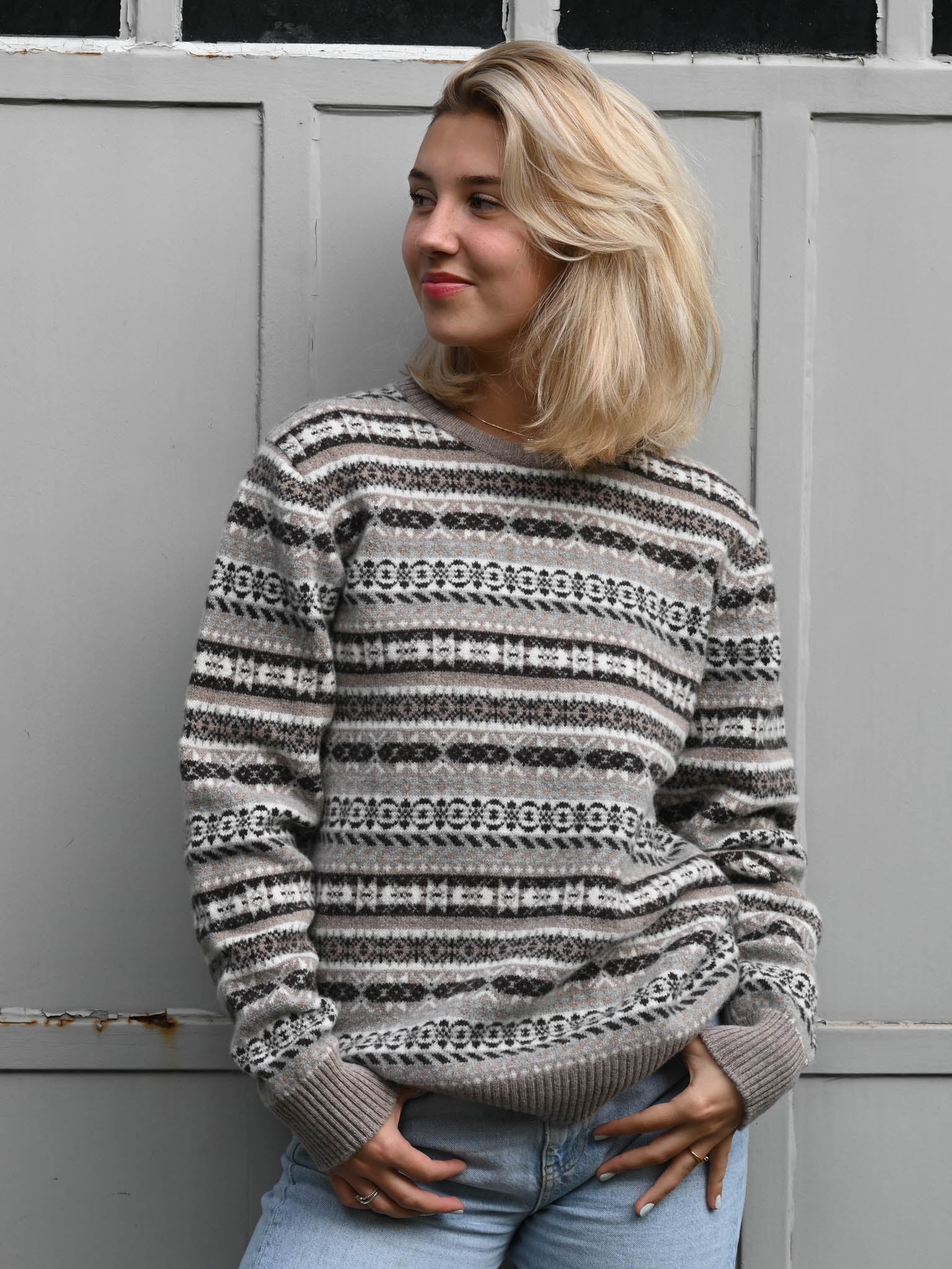 Fairisle lambswool round-neck sweater