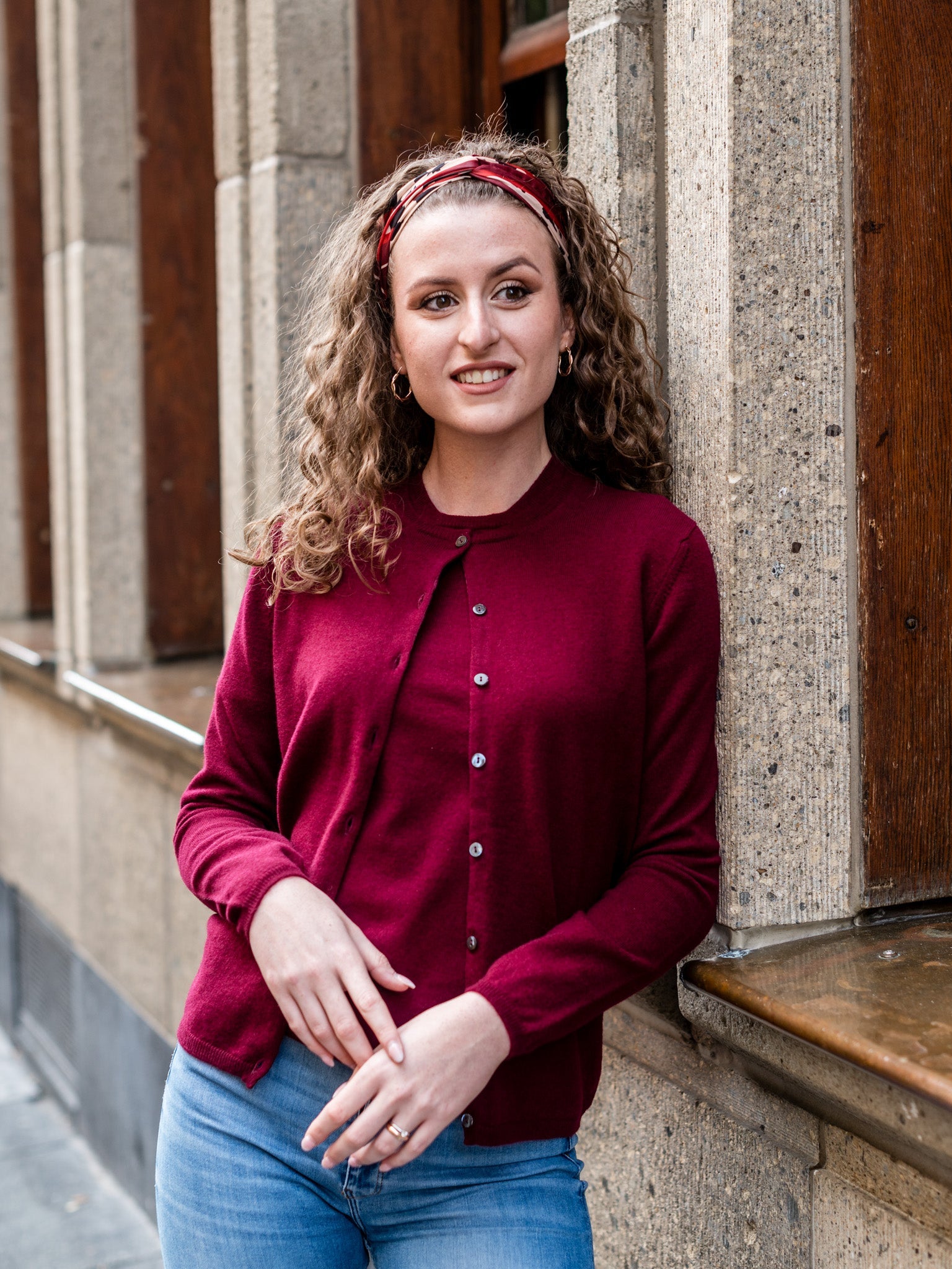 Cashmere Strickjacke mit Rundausschnitt