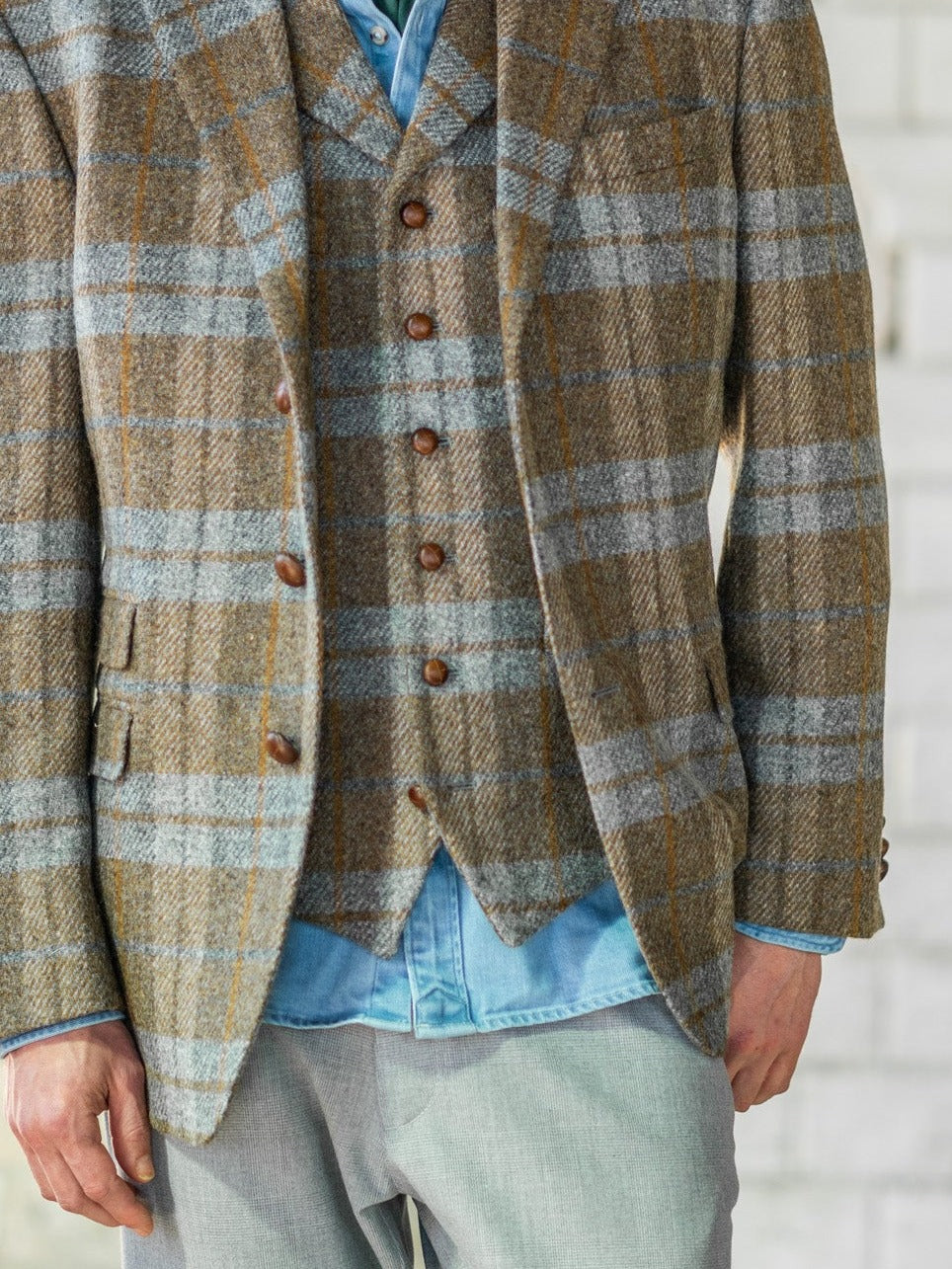 3-button Classic tweed jacket in brown John Hanly Tweed – John Crocket