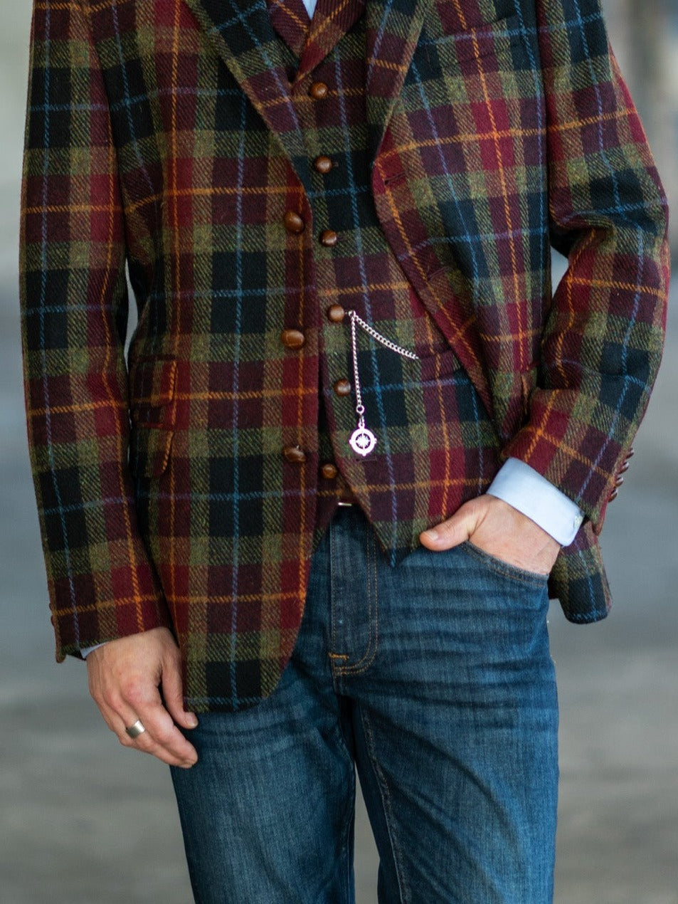 Tweedsakko in 3-Knopf Classic rot aus Harris Tweed — John Crocket