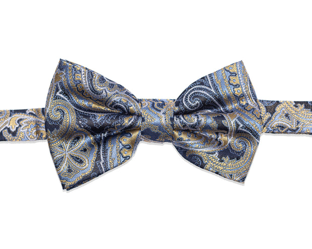 Bow tie with paisley in navy/yellow
