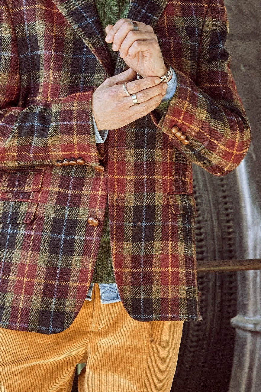 Tweedsakko in 3-Knopf Classic rot aus Harris Tweed — John Crocket