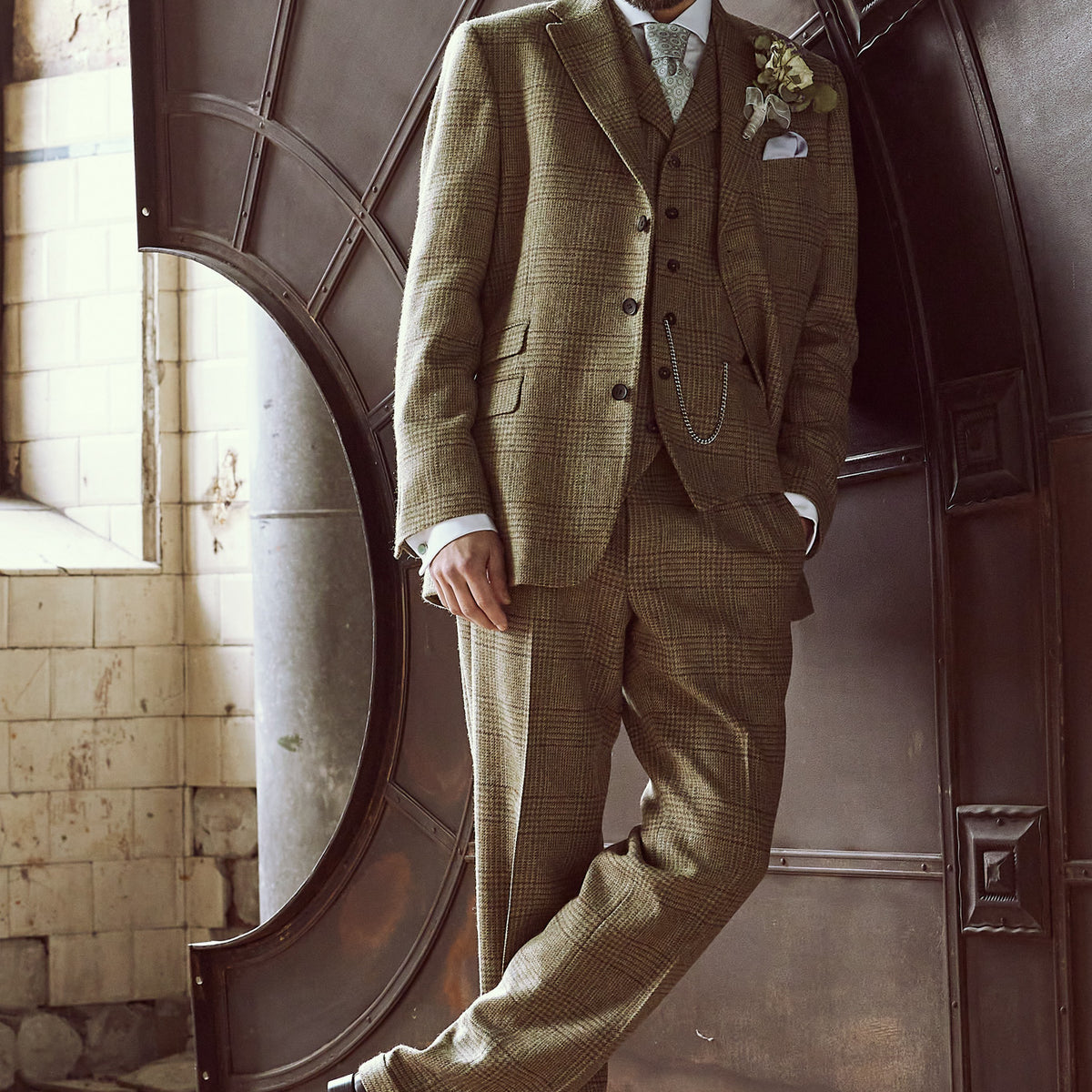 Tweed Anzug Dreiteiler grün – Lovat Tweed | John Crocket