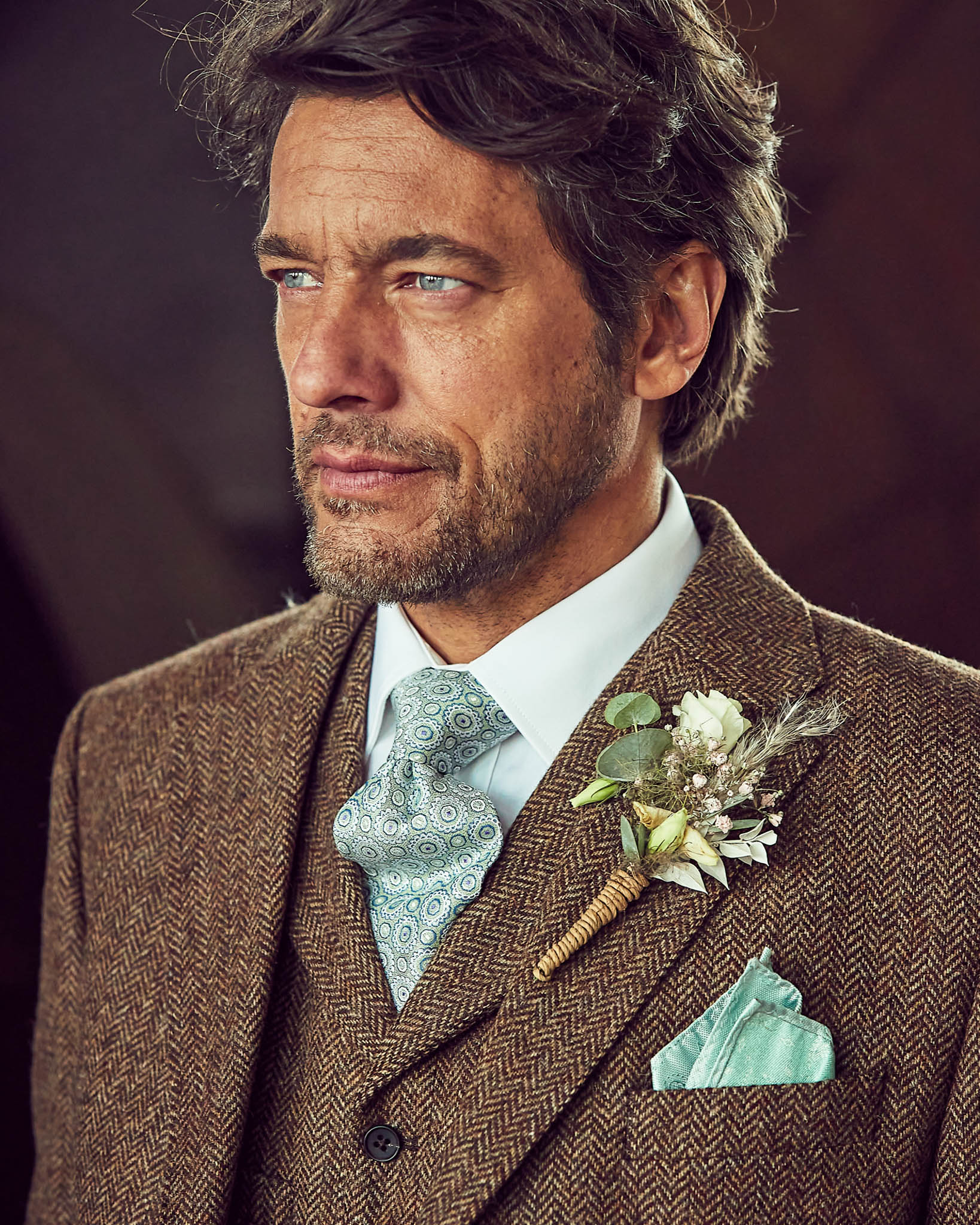 Tweed suit in 3-button classic made from Moon Tweed