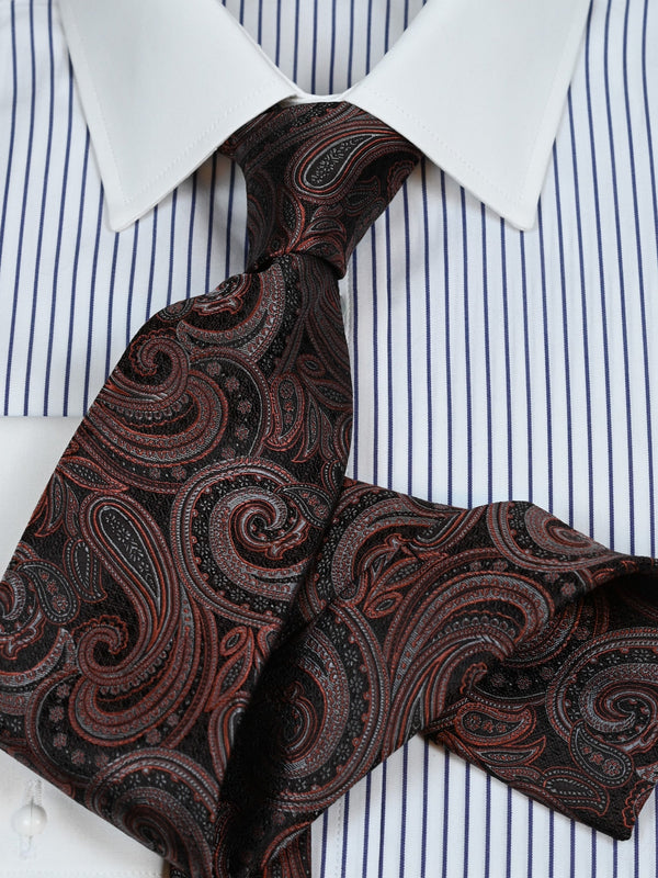 Seidenkrawatte Paisley in braun/rost, Detailansicht